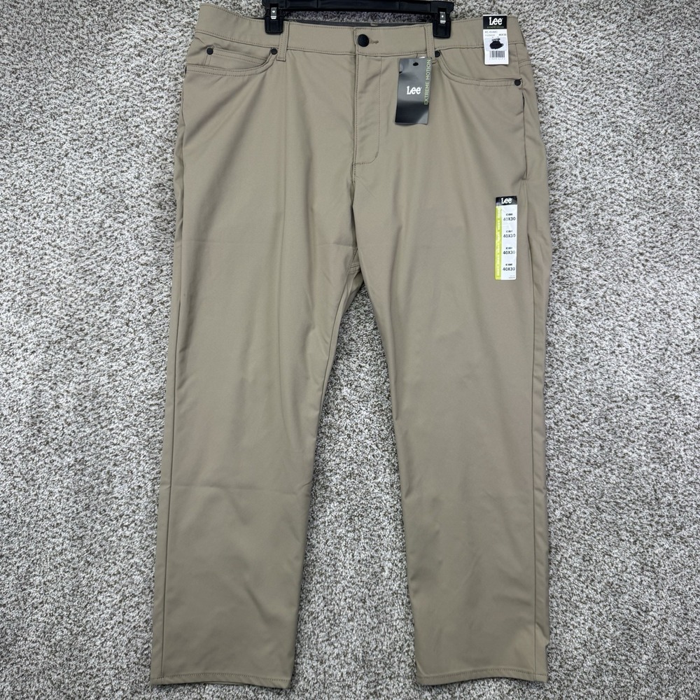 NEW Lee Extreme Motion Khaki Pants Men's 40x29 Tan Performance Stretch Straight